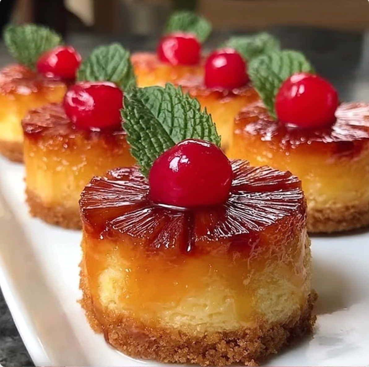 Mini Pineapple Upside Down Cheesecakes