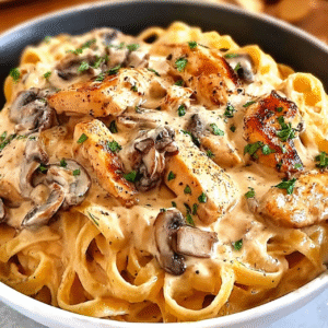 Luxurious Chicken and Mushroom Pasta in Cream Sauce
