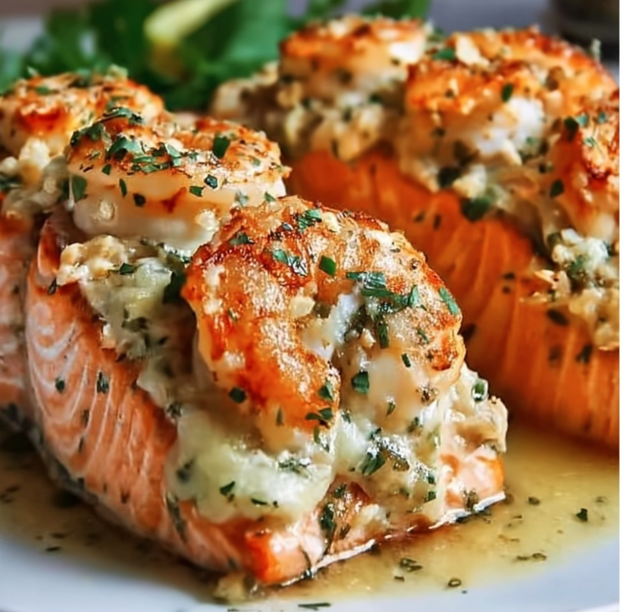 Crab and Shrimp Stuffed Salmon