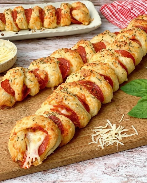 Candy Cane Pizza Breadsticks