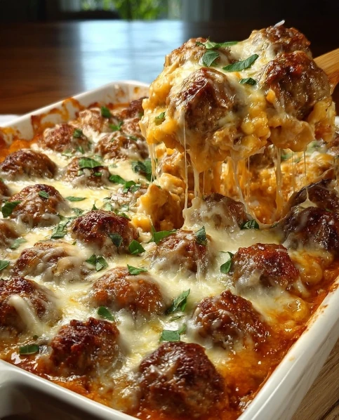 Cheesy Baked Meatball Casserole
