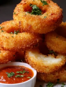 🧅🍕 Cheesy & Crispy Stuffed Pizza Onion Rings