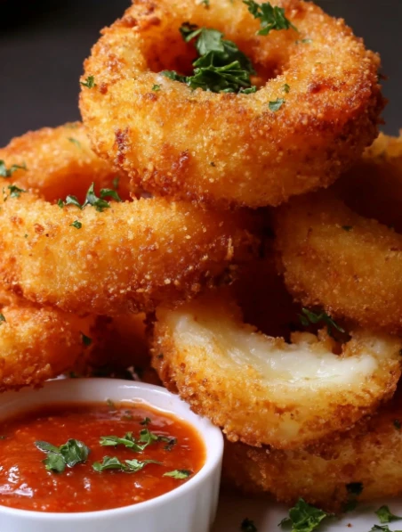 Cheesy Crispy Stuffed Pizza Onion Rings
