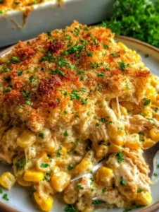 🌽🍗 Cheesy & Zesty Street Corn Chicken Casserole