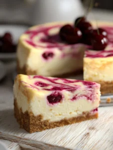 🍒 Cherry Swirl Cheesecake Dessert
