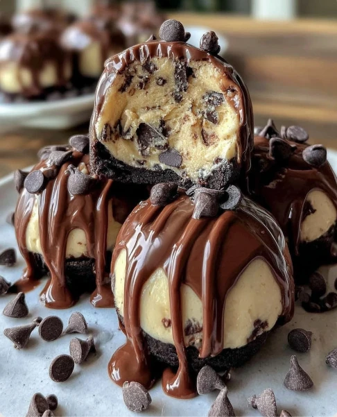 Decadent Gooey Chocolate Chip Cookie Dough Brownie Bombs