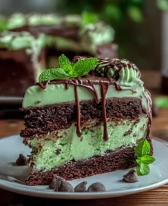 🍫🌿 Decadent Mint Chocolate Chip Layer Cake