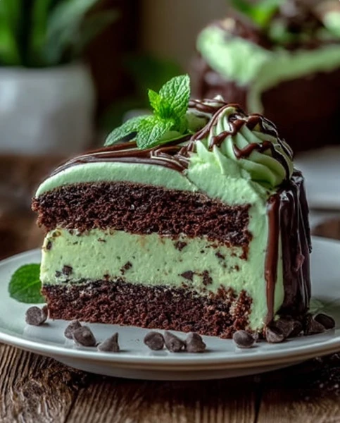 Decadent Mint Chocolate Chip Layer Cake