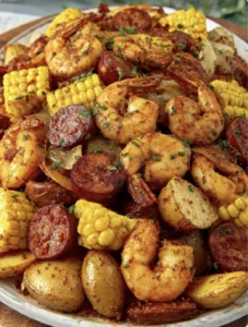 Easy Shrimp, Corn, Potatoes & Smoked Sausage