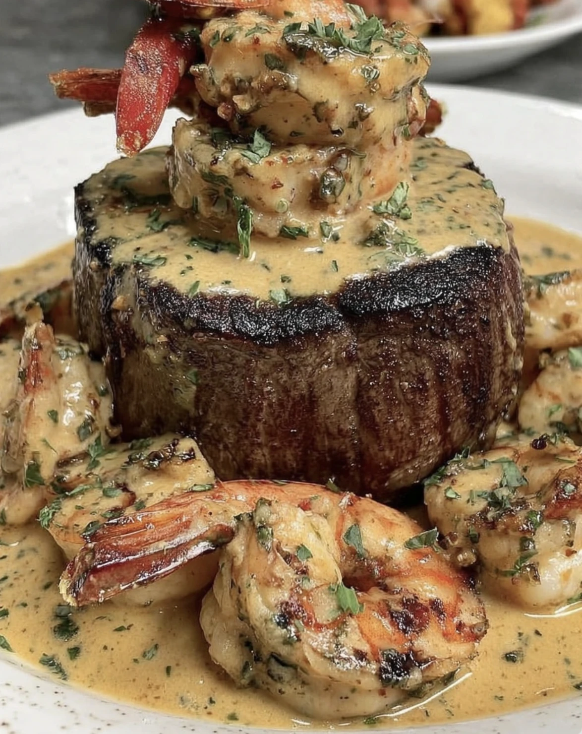 Filet Mignon with Grilled Shrimp & Lobster Sauce