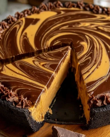 Nobake Chocolate Peanut Butter Swirl Pie