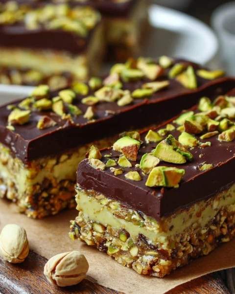 Nobake Pistachio Dark Chocolate Bars