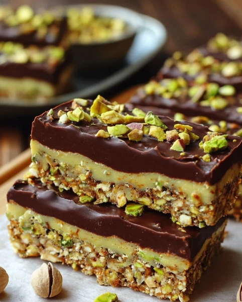 Nobake Pistachio Dark Chocolate Bars