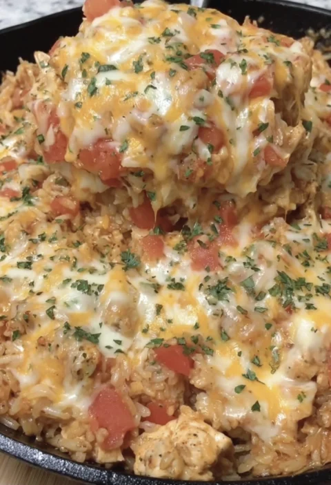 Onepan Cheesy Chicken Taco Rice
