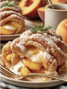 Peach Cheesecake Cobbler Rolls