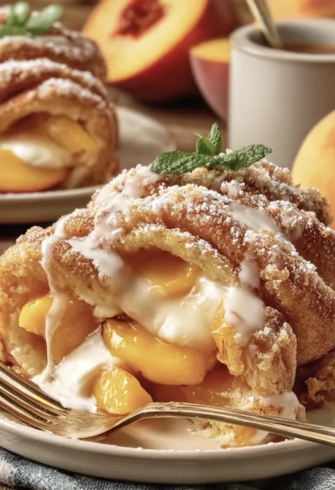 Peach Cheesecake Cobbler Rolls