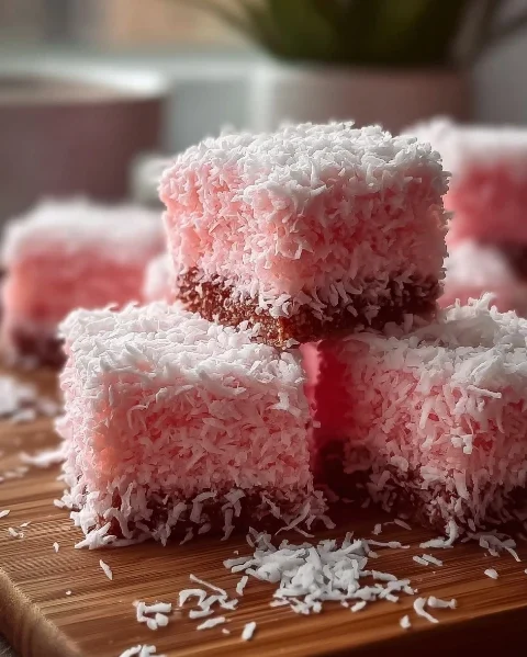 Pink Coconut Snowball Cake Bars