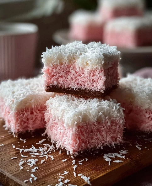 Pink Coconut Snowball Cake Bars