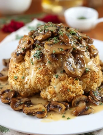 Roast Head Cauliflower Silky Mushroom Gruyre Sauce