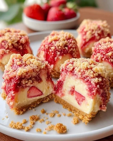 Strawberry Crunch Cheesecake Bites