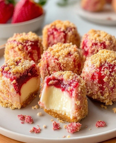 Strawberry Crunch Cheesecake Bites