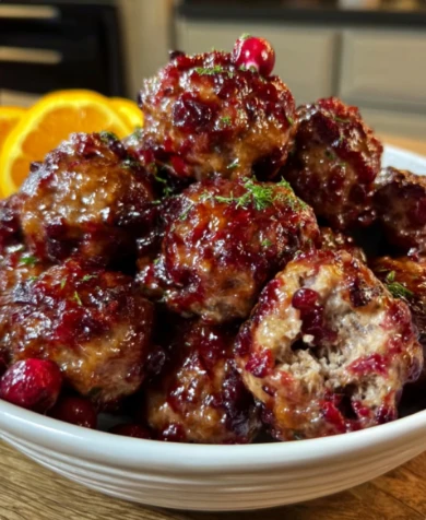 Tangy Festive Cranberry Orange Meatballs