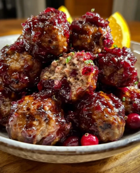 Tangy Festive Cranberry Orange Meatballs