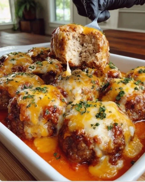 Ultimate Baked Cheesy Meatballs