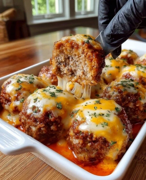Ultimate Baked Cheesy Meatballs