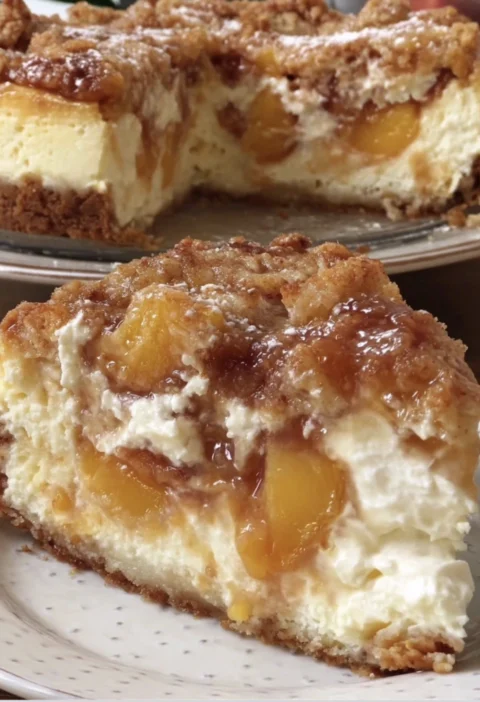 Viral Christmas Peach Cobbler Cheesecake