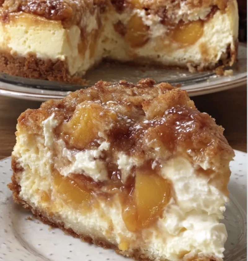 Viral Christmas Peach Cobbler Cheesecake