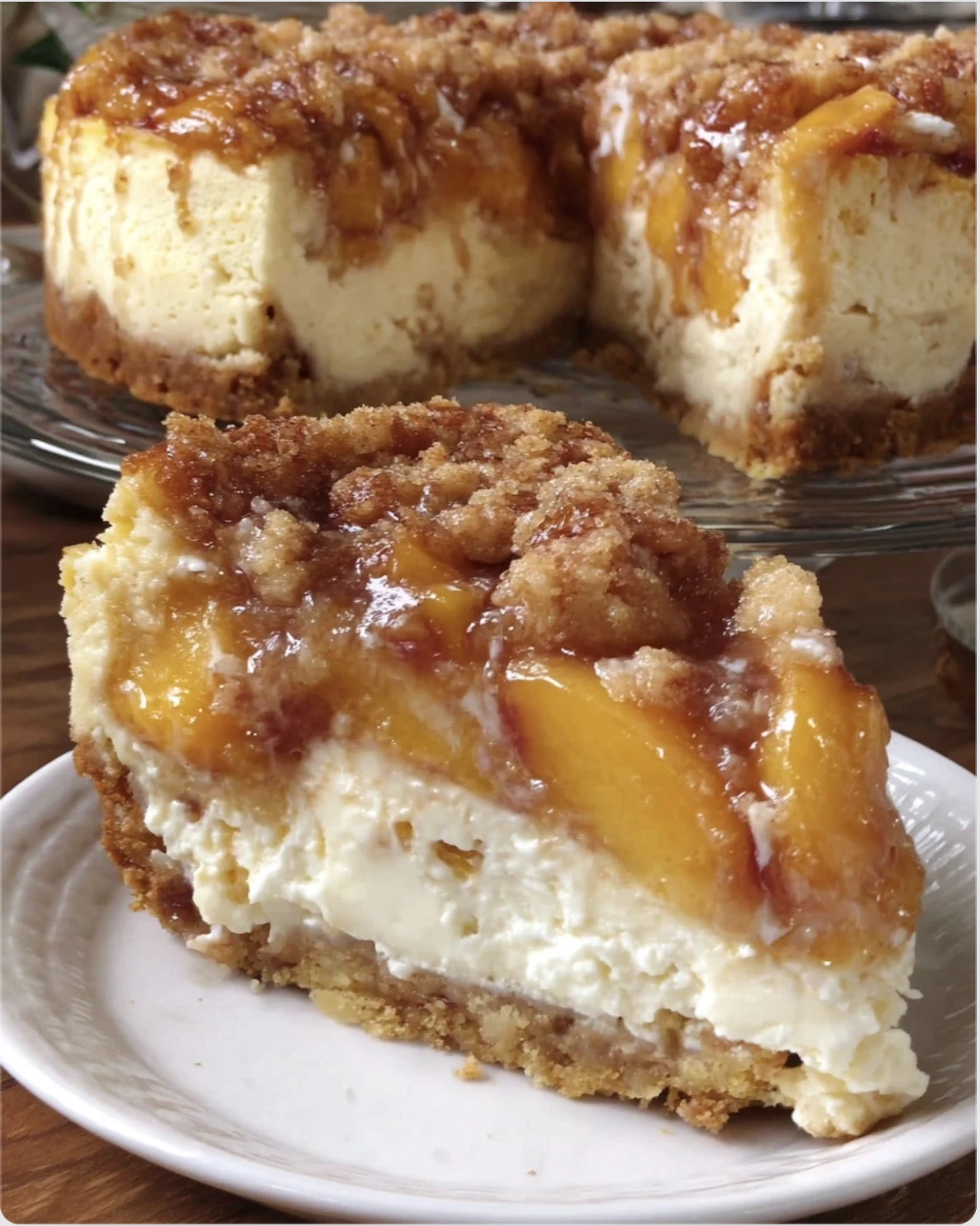 Viral Christmas Peach Cobbler Cheesecake