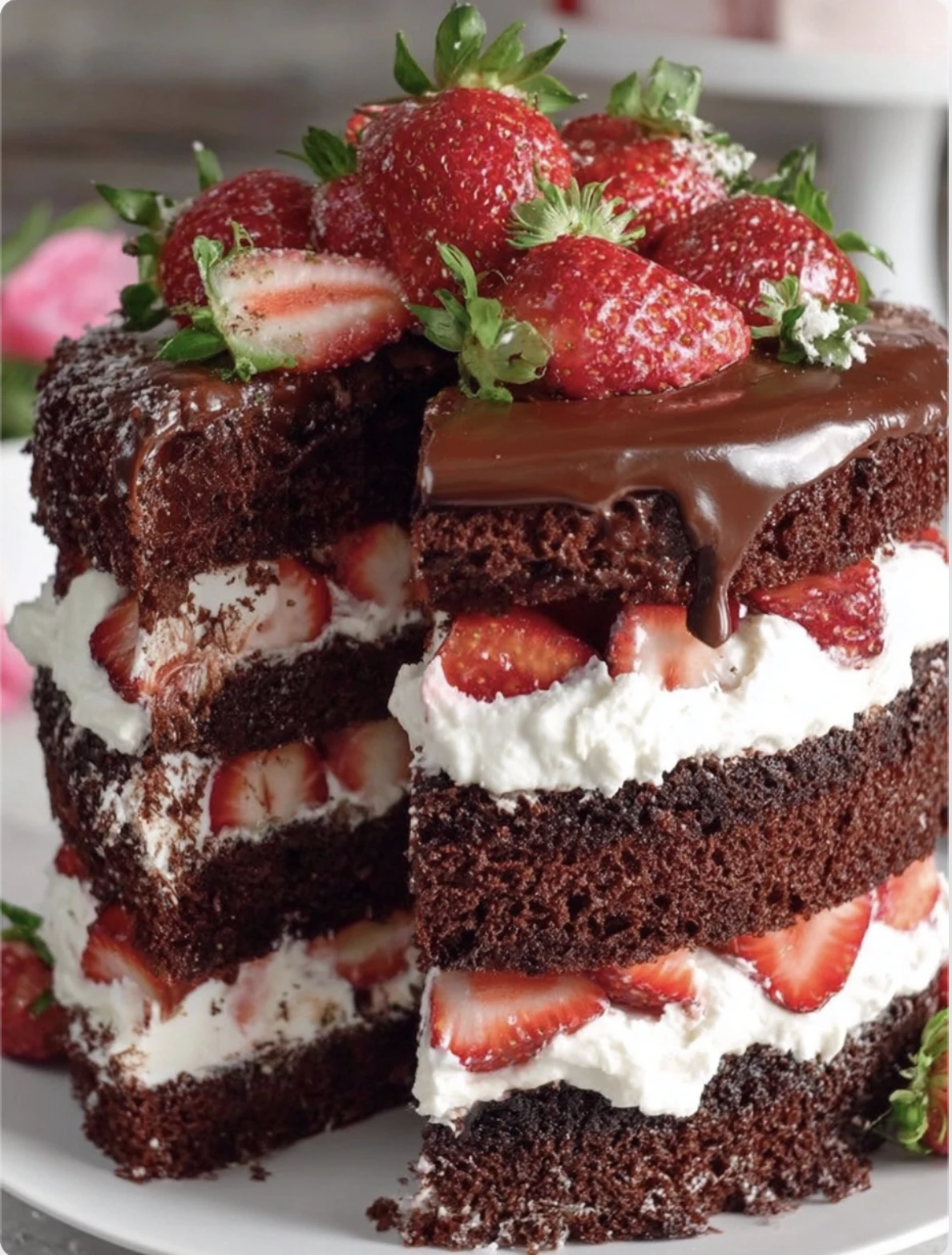 Chocolate Cake with Strawberry Filling