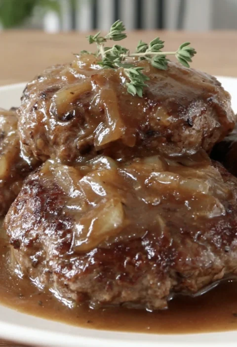 Classic Hamburger Steaks Caramelized Onion Sauce