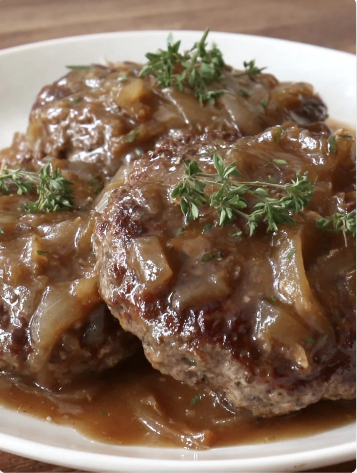 Classic Hamburger Steaks Caramelized Onion Sauce
