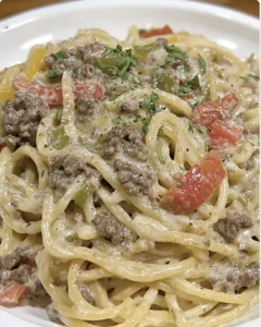 Creamy Italian Spaghetti with Ground Beef