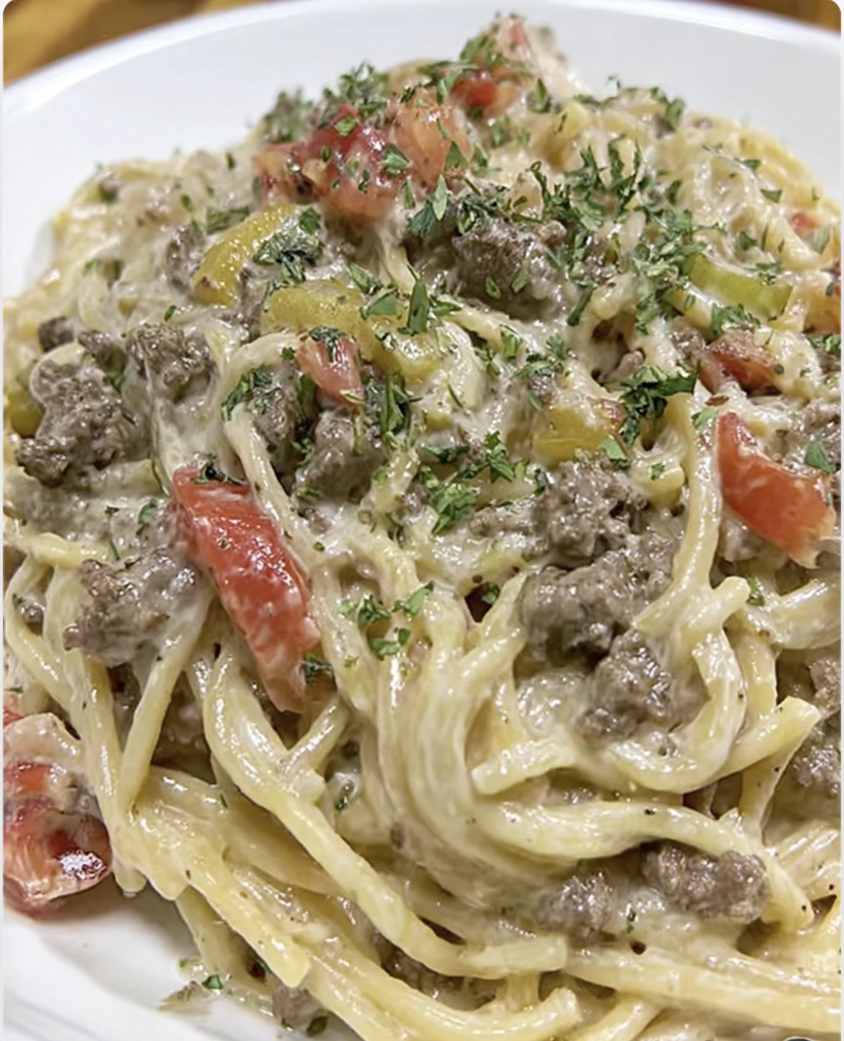Creamy Italian Spaghetti Ground Beef
