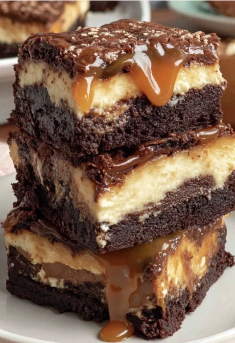 Salted Caramel Brownie Cheesecake Bars