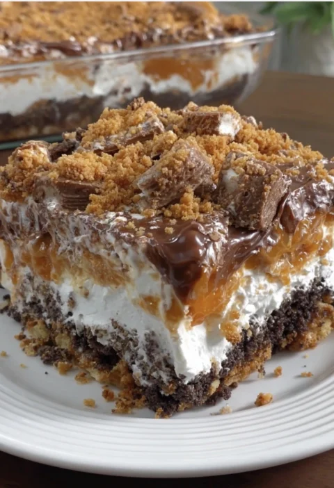Butterfinger Poke Cake