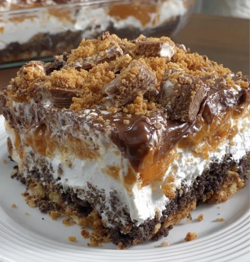 Butterfinger Poke Cake