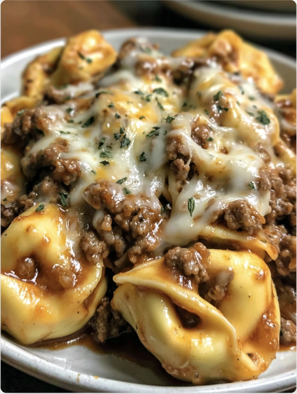 Cheesy Beef and Cheese Tortellini Bake