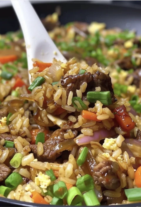 Onion Beef Fried Rice Recipe