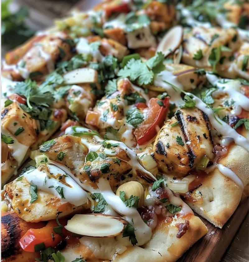 Tzatziki Chicken Veggie Naan Pizza