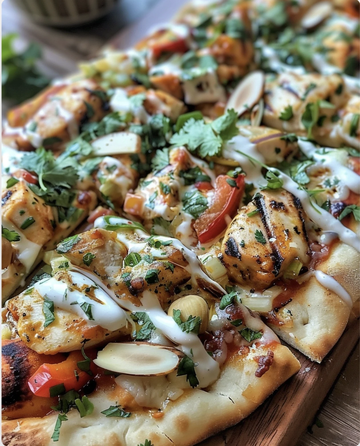 Tzatziki Chicken & Veggie Naan Pizza