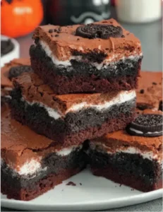 Oreo Layered Halloween Brownies