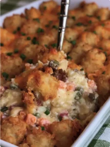 Chicken Alfredo Tater Tot Bake