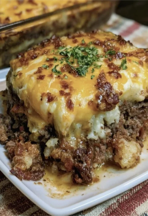 Cowboy Meatloaf and Potato Casserole