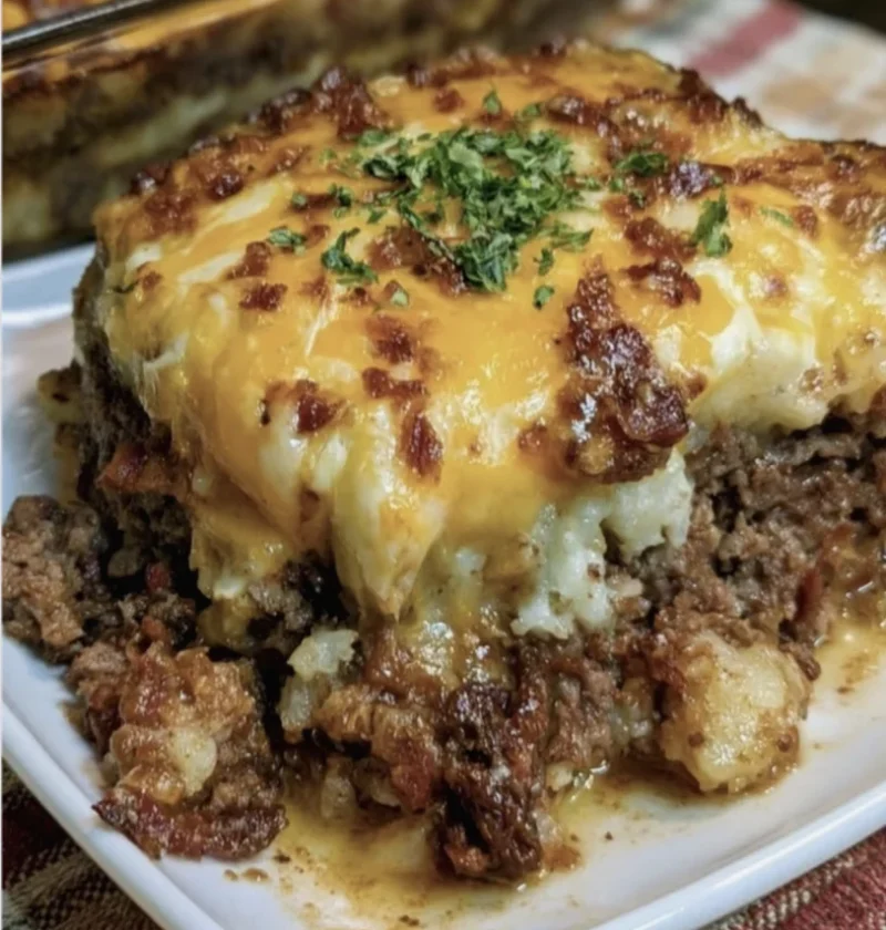 Cowboy Meatloaf and Potato Casserole