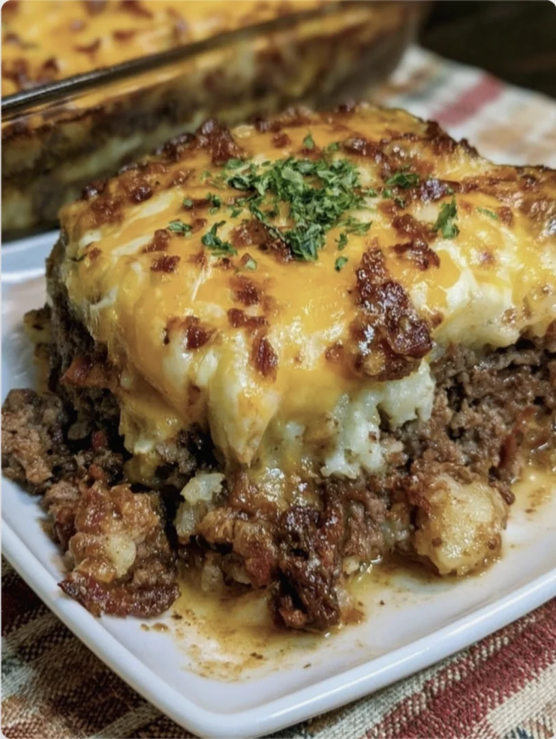 Cowboy Meatloaf and Potato Casserole