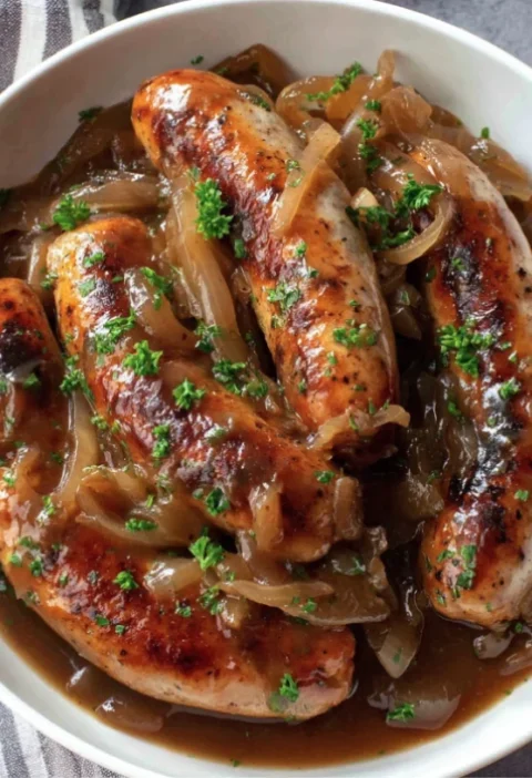 Easy Onion Gravy Sausages